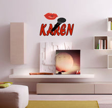 Load image into Gallery viewer, Lip Microphone Custom name wall decal, Lip personalized sticker, Lip wall sticker mike decor, Lips vinyl sticker lip - GD673