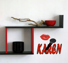 Load image into Gallery viewer, Lip Microphone Custom name wall decal, Lip personalized sticker, Lip wall sticker mike decor, Lips vinyl sticker lip - GD673