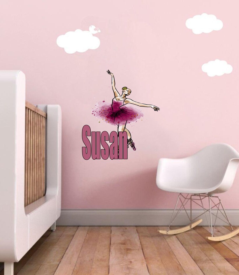 Ballerina Custom name wall decal, personalized sticker, personalized decal, wall sticker Dancer decor, Ballet dancer vinyl Ballet sticker