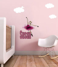 Load image into Gallery viewer, Ballerina Custom name wall decal, personalized sticker, personalized decal, wall sticker Dancer decor, Ballet dancer vinyl Ballet sticker
