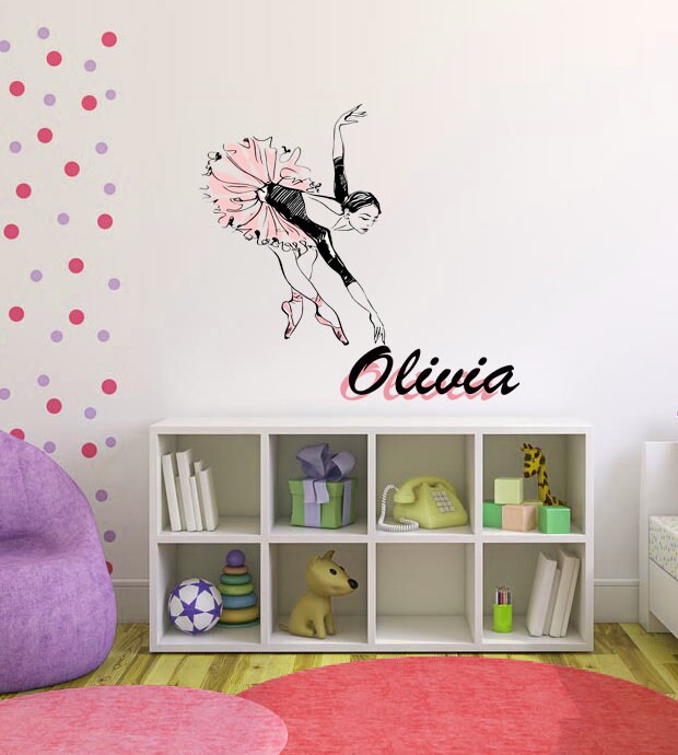 Ballerina Custom name wall decal, personalized sticker, personalized decal, wall sticker Dancer decor, Ballet dancer vinyl Ballet sticker
