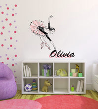 Load image into Gallery viewer, Ballerina Custom name wall decal, personalized sticker, personalized decal, wall sticker Dancer decor, Ballet dancer vinyl Ballet sticker