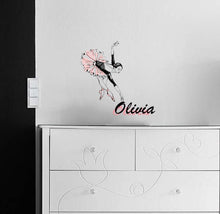Load image into Gallery viewer, Ballerina Custom name wall decal, personalized sticker, personalized decal, wall sticker Dancer decor, Ballet dancer vinyl Ballet sticker