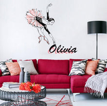 Load image into Gallery viewer, Ballerina Custom name wall decal, personalized sticker, personalized decal, wall sticker Dancer decor, Ballet dancer vinyl Ballet sticker