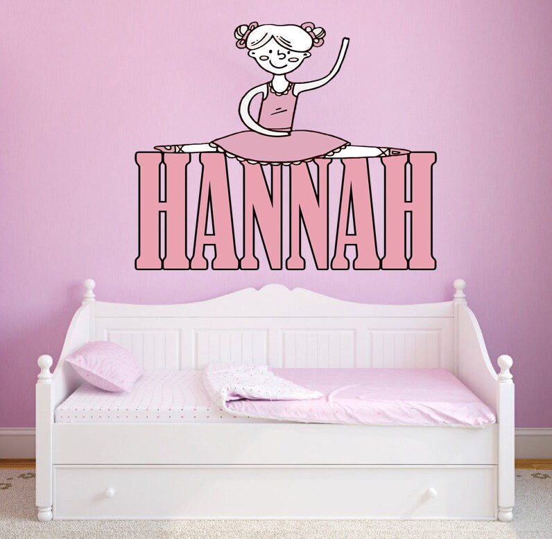 Ballerina Custom name wall decal, personalized sticker, personalized decal, wall sticker Dancer decor, Ballet dancer vinyl Ballet sticker