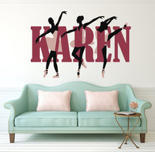 Load image into Gallery viewer, Ballerina Custom name wall decal, personalized sticker, personalized decal, wall sticker Dancer decor, Ballet dancer vinyl Ballet sticker