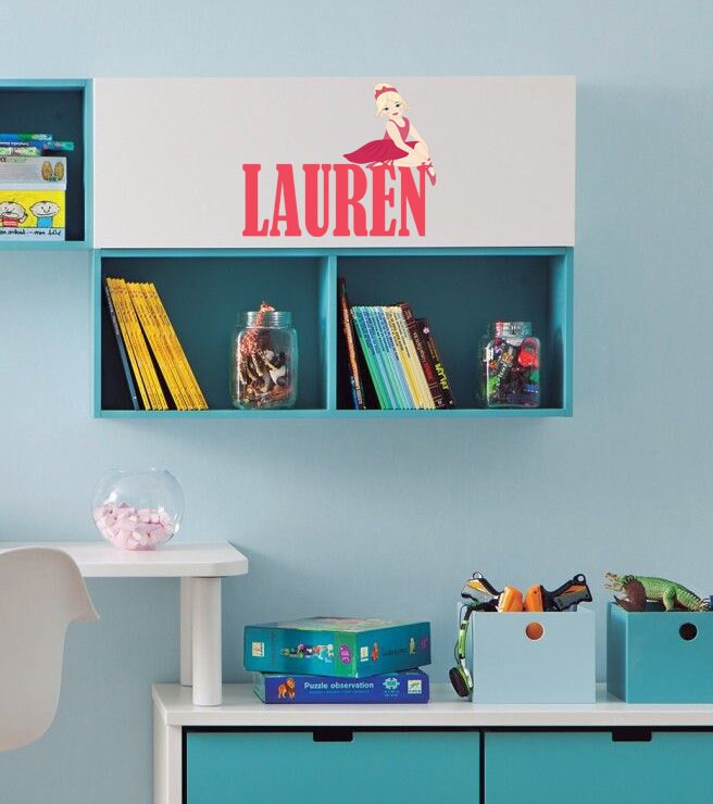 Ballerina Custom name wall decal, personalized sticker, personalized decal, wall sticker Dancer decor, Ballet dancer vinyl Ballet sticker