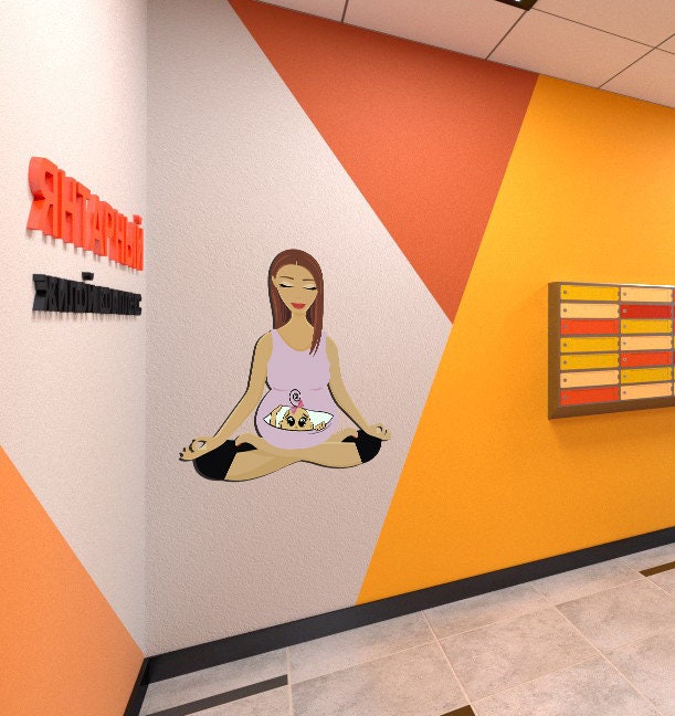 Wall decal art stickers Meditation Pregnant, Wall sticker Gravid decor, Meditation Relax Yoga vinyl sticker, stickers Pregnant girl decal
