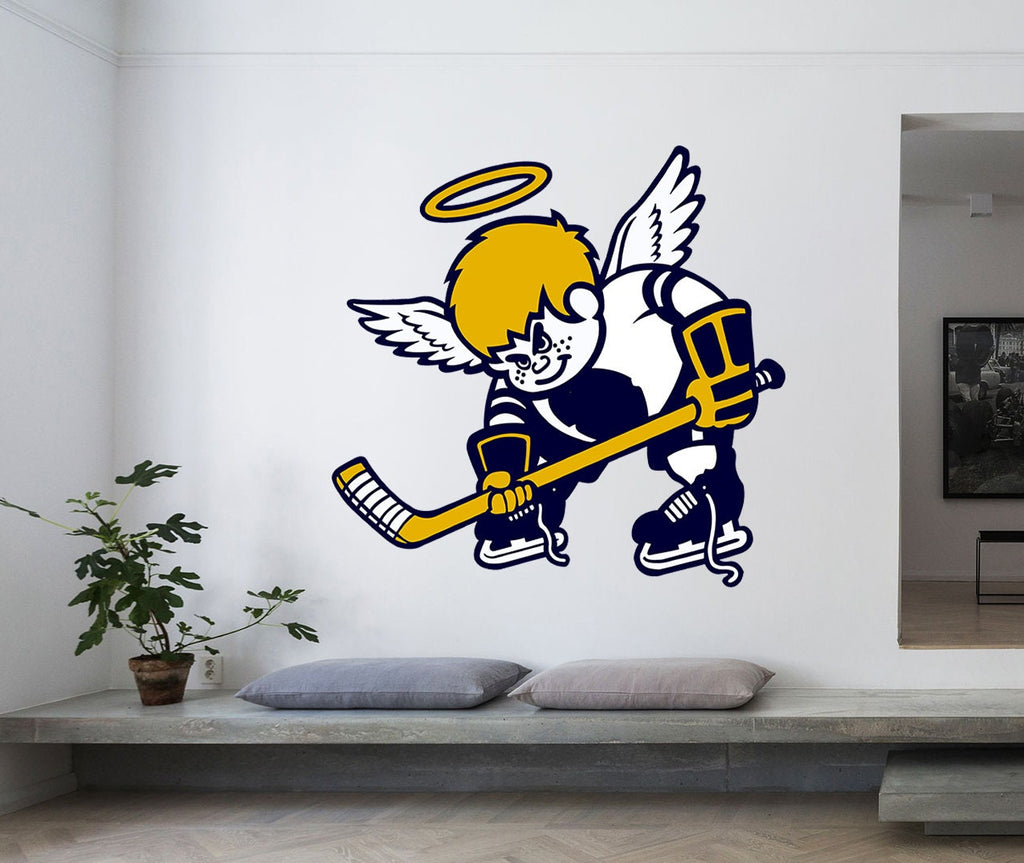 Wall decal art stickers Boy Angel, Wall sticker Boy Hockey Player decor, Hockey vinyl sticker, Athlete stickers Athlete Hockey Player decal