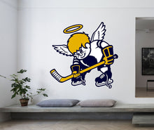 Load image into Gallery viewer, Wall decal art stickers Boy Angel, Wall sticker Boy Hockey Player decor, Hockey vinyl sticker, Athlete stickers Athlete Hockey Player decal