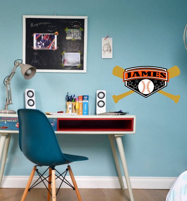 Baseball Custom name wall decal, personalized sticker, personalized decal, wall sticker Hardball decor, Baseball bat vinyl sticker ball