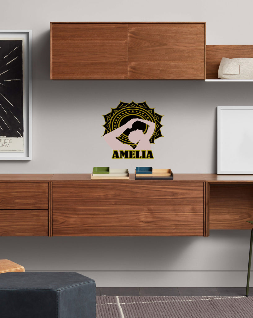 Mandala Custom name wall decal personalized sticker, personalized decal wall sticker Meditation decor, Girl Yoga vinyl Mandala sticker GD690