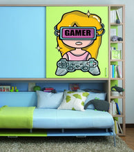 Load image into Gallery viewer, Gamer Girl Vinyl Wall Decal Video Games Joystick Gaming Decor Stickers Mural and Stick Wall Decals Joystick vinyl sticker - GD540