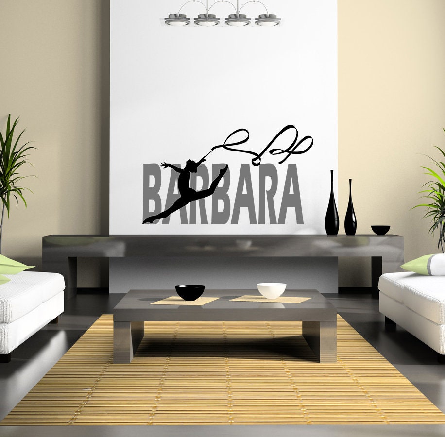 Gymnast Custom name wall decal, personalized sticker, Gymnastic Stickers, wall sticker Dancer decor, Gymnastics dancer vinyl Gym sticker