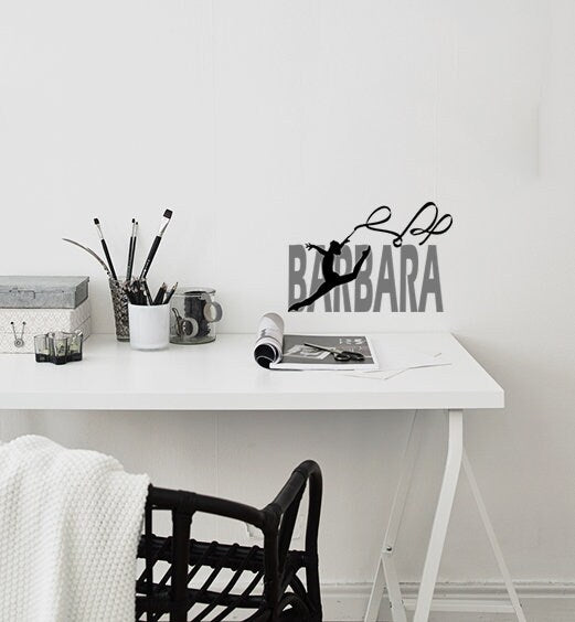Gymnast Custom name wall decal, personalized sticker, Gymnastic Stickers, wall sticker Dancer decor, Gymnastics dancer vinyl Gym sticker