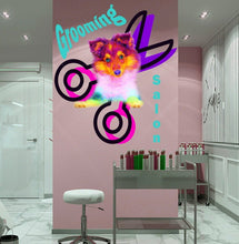 Load image into Gallery viewer, Collie dog Grooming Salon Polygonal Wall decal, wall decor, living room decor, Dog Polygon sticker,modern wall art, Multi Color GD105