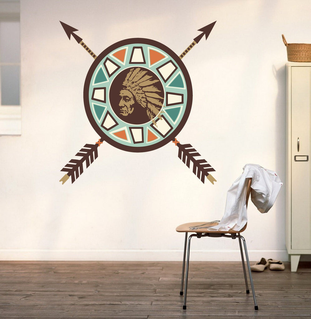 Wall decal art stickers Boho Indian Arrow, Tribal Arrow Wall Decal Dreamcatcher, Indian Vinyl Sticker Decals Home Decor Bedroom-GD551