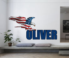 Load image into Gallery viewer, wall decals American flag wall décor sticker wall stickers for kids USA flag sticker red and blue American eagle flag wall decals