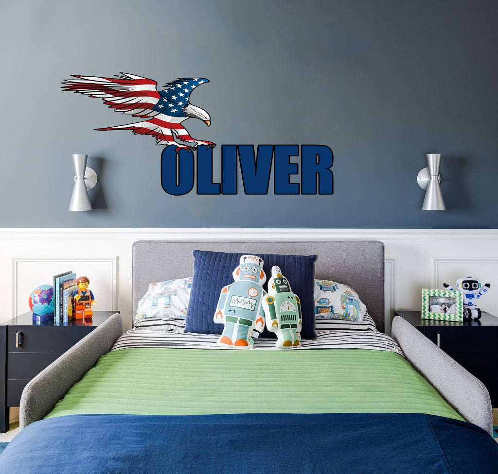 wall decals American flag wall décor sticker wall stickers for kids USA flag sticker red and blue American eagle flag wall decals