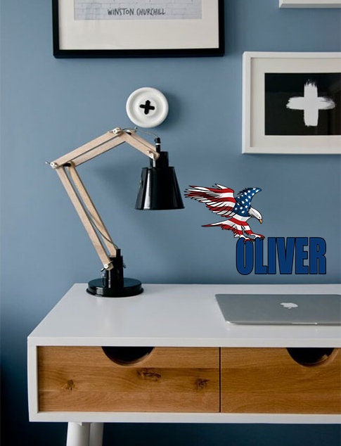 wall decals American flag wall décor sticker wall stickers for kids USA flag sticker red and blue American eagle flag wall decals