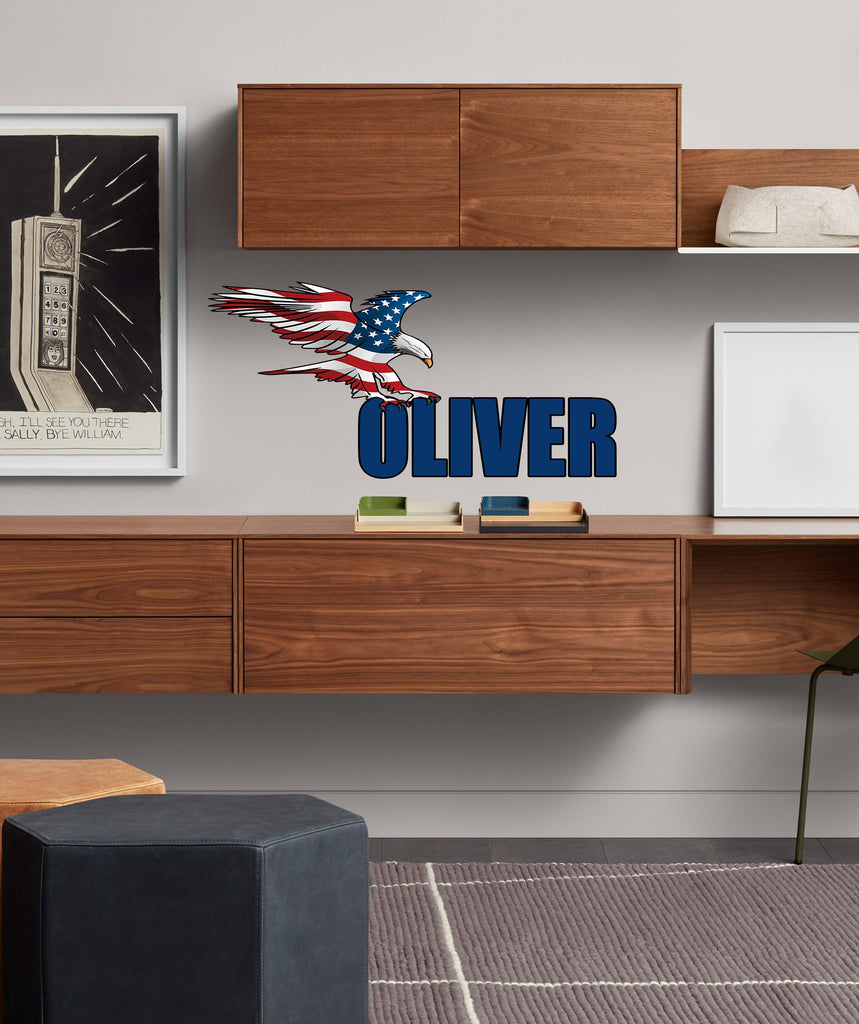 wall decals American flag wall décor sticker wall stickers for kids USA flag sticker red and blue American eagle flag wall decals
