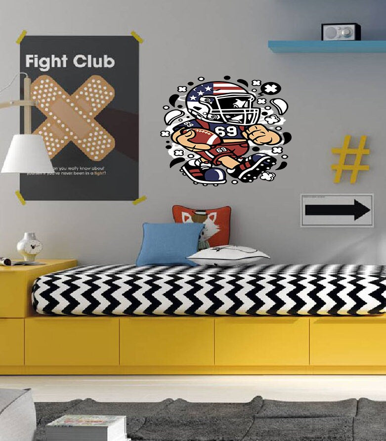 Wall decal art stickers American football, Men's Football Champion Peel and Stick Giant Wall Decal, kids room decor-GD708