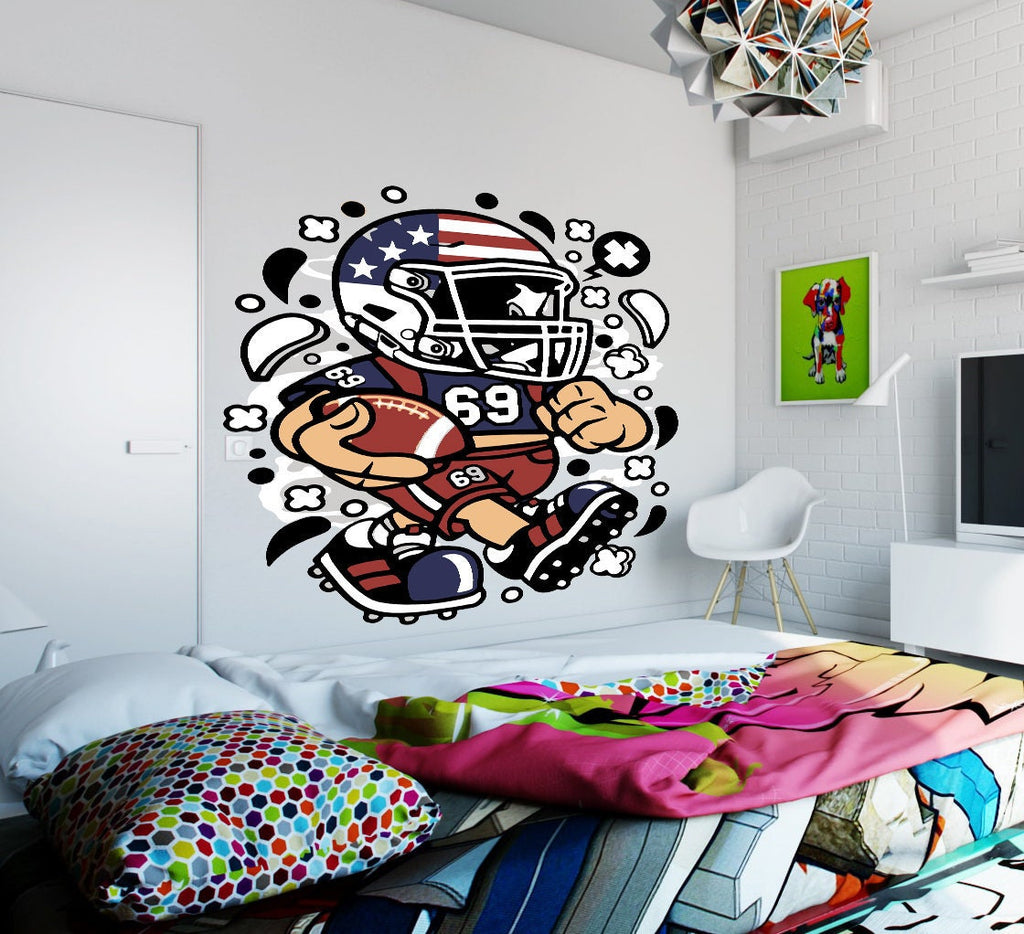 Wall decal art stickers American football, Men's Football Champion Peel and Stick Giant Wall Decal, kids room decor-GD708