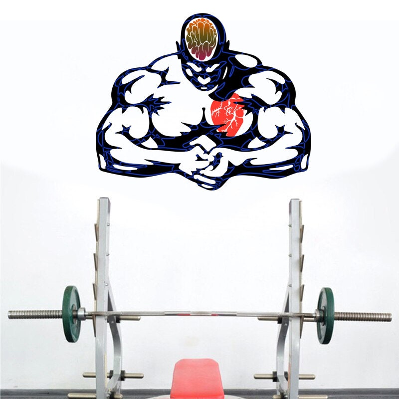 Wall decal Gym art stickers Body-building, Sport wall sticker Athlete decor, Muscle vinyl sticker, Brawn stickers Thews decal- GD552
