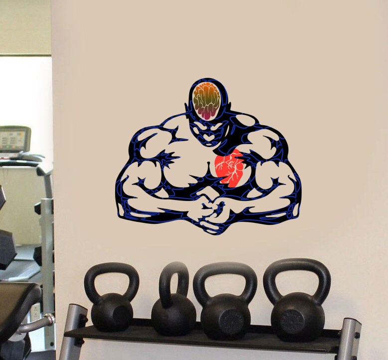 Wall decal Gym art stickers Body-building, Sport wall sticker Athlete decor, Muscle vinyl sticker, Brawn stickers Thews decal- GD552