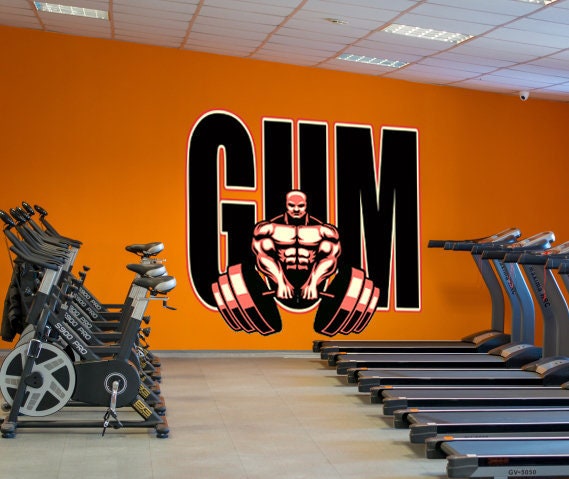 Gym Body-building Thews Wall Decal Sport Wall Decals for Gym - Wall Decal for Home Decor - Hulk with Barbell Decor Stickers- GD553