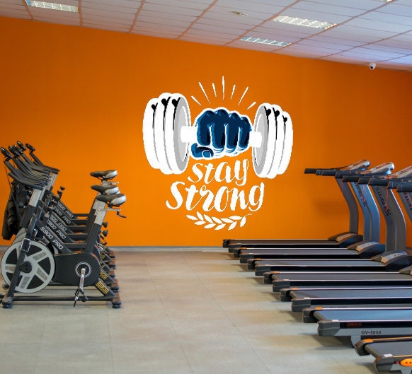 Wall decal Gym art stickers Body-building, Sport wall sticker Dumbbell decor, Muscle vinyl sticker, Brawn stickers decal Barbell Weight