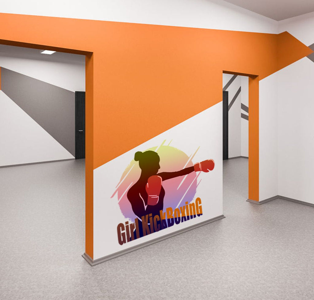Attractive Boxing Girls Wall Decal Boxer Gym Sports Woman Fighting Club Interior Cool Decoration Vinyl Wall Stickers-GD562