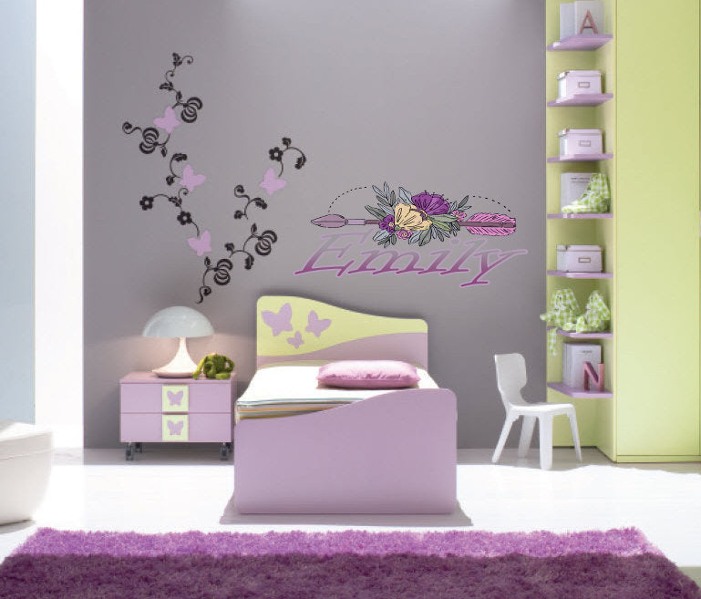 Arrow Wall Decal Inspirational Wall Quote- Boho Vinyl Wall Decor- Flower Stickers- Tribal Wall Art- Arrow with Flowers- GD571