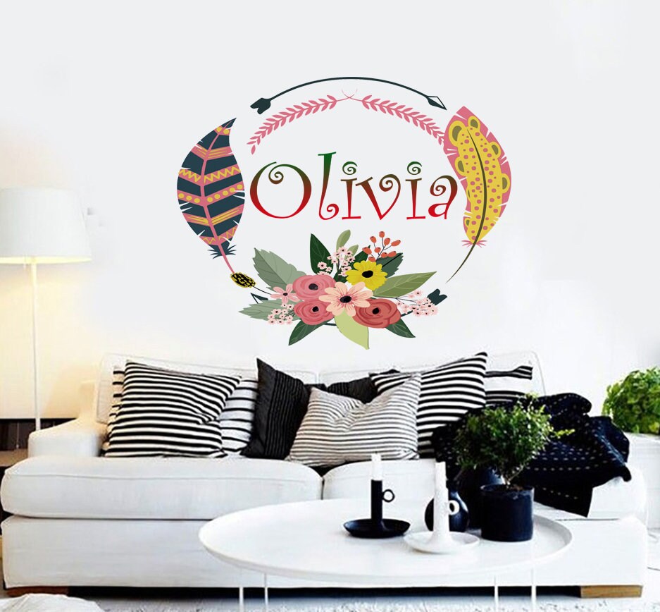Custom Vinyl Sticker, Flower Wall Decor for Living Bedroom Room House Wall Decals Just Breathe Art Decor-GD575