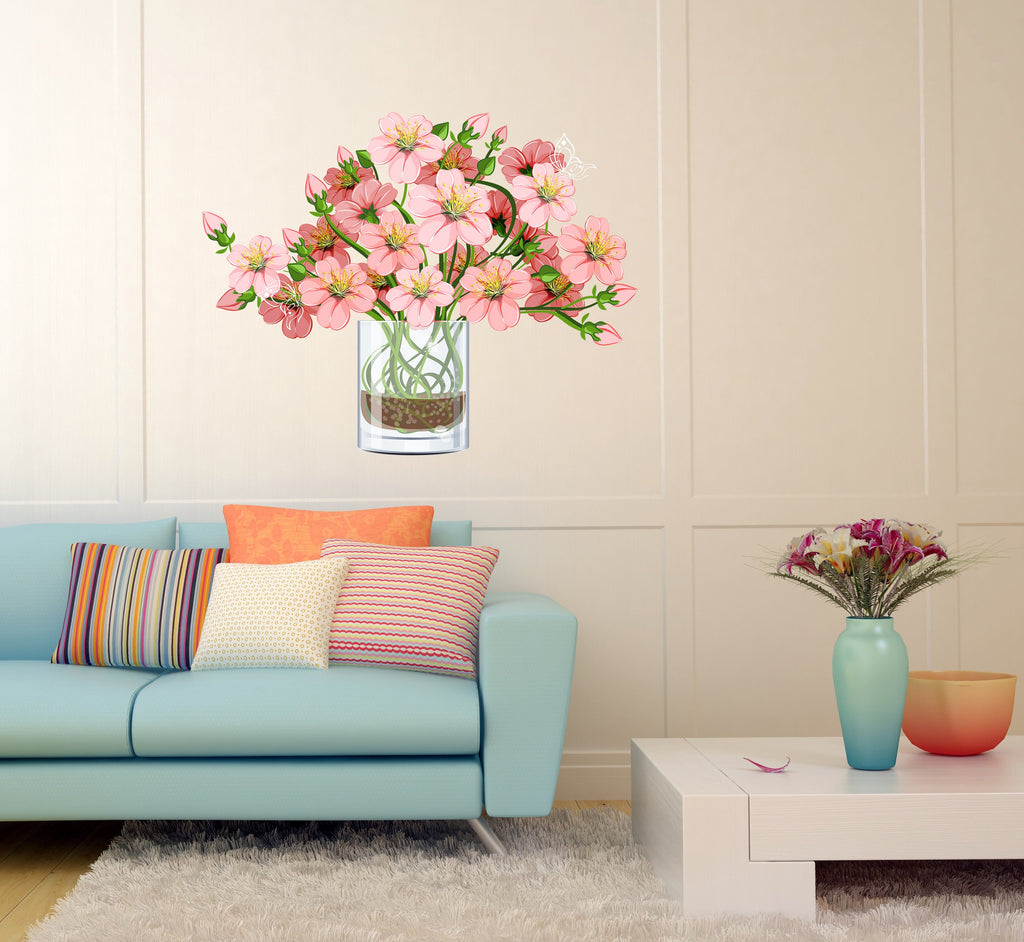 Wall decal art stickers Boho Flowers, Wall sticker Bohemian style decor, Boho Flower Vase vinyl sticker, baby stickers, decal Flowers GD716