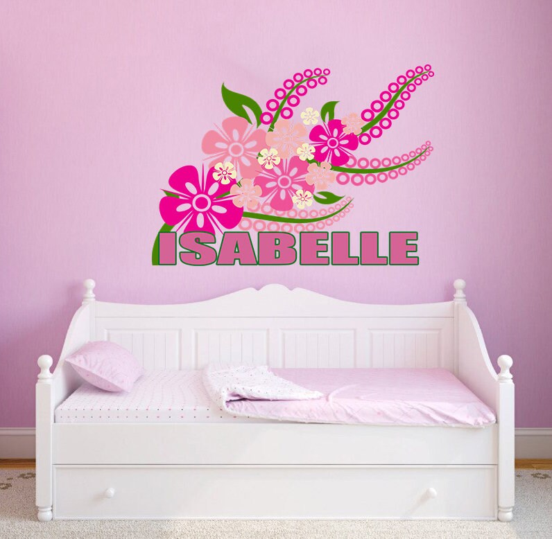 Vintage Peony Wall Decal,Peony Wall Art,Custom Name Stickers for Bedroom Wall Decor,3d Flower Wall Decor-GD717