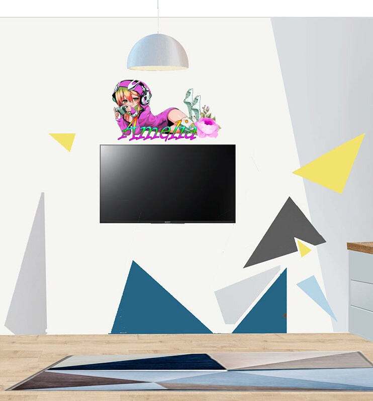 Gamer Anime Girl Vinyl Wall Decal Video Games Joystick Gaming Decor Stickers Mural and Stick Wall Decals -GD581