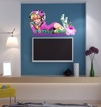 Load image into Gallery viewer, Gamer Anime Girl Vinyl Wall Decal Video Games Joystick Gaming Decor Stickers Mural and Stick Wall Decals -GD581