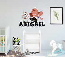 Load image into Gallery viewer, Snowboard Girl Custom name wall decal, personalized sticker, personalized decal, wall sticker Snowboard Dog decor -GD724