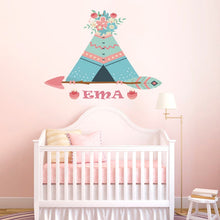 Load image into Gallery viewer, The Boho Design colorful Tents Wall Vinyl Decal. Tent Sticker Nursery. Adhesive Tribal TeePee for Kids Baby Nordic Bedroom Decoration-GD588