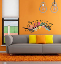 Load image into Gallery viewer, Girls Name Wall Decal Boho Nursery Decor Name Decal Feather Stickers Wall Decor Personalized Name Decal Tribal Boho Decal Feathers-GD592