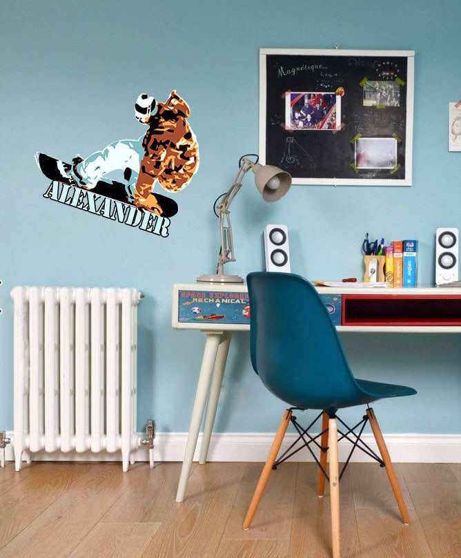 Personalized Custom Snowboarding Wall Decal - Choose Your Name Custom Snowboard Vinyl Decal Sticker Decor Kids Bedroom -GD726