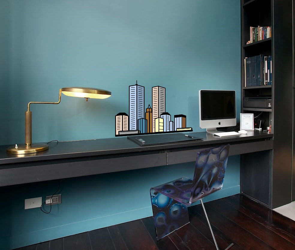 Town Wall decal art stickers City, Wall sticker Town sticker decor, City vinyl sticker, City stickers Town & Wall Mural