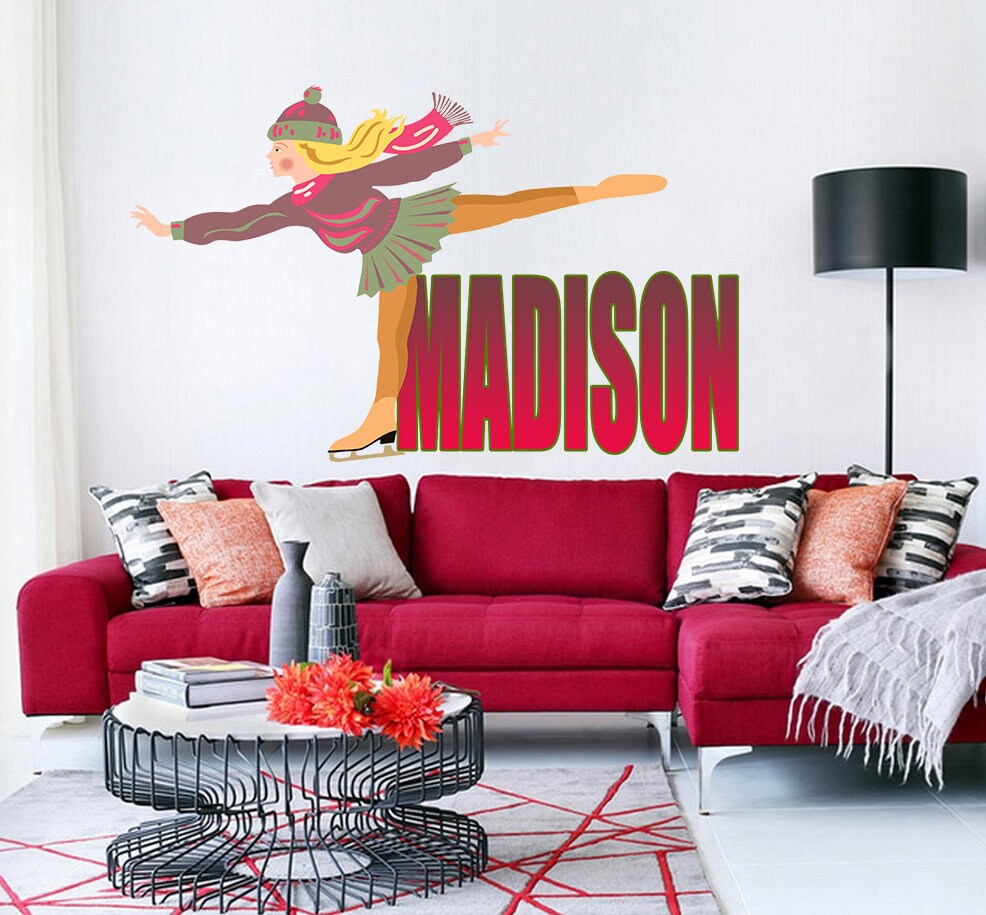 Figure skating Custom name wall decal, personalized sticker, personalized decal Girl, wall sticker Figure skater decor, win vinyl sticker