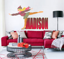 Load image into Gallery viewer, Figure skating Custom name wall decal, personalized sticker, personalized decal Girl, wall sticker Figure skater decor, win vinyl sticker