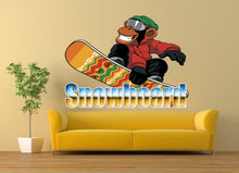 Load image into Gallery viewer, Snowboard monkey Custom name wall decal,Monkey Polygonal Wall decal, Monkey Stickers ,Monkey decor, Wall Decals, Animal Stickers- GD730