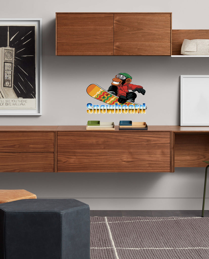 Snowboard monkey Custom name wall decal,Monkey Polygonal Wall decal, Monkey Stickers ,Monkey decor, Wall Decals, Animal Stickers- GD730