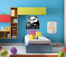 Load image into Gallery viewer, Gamer Panda Custom name wall decal, personalized sticker, personalized decal, wall sticker Player decor, Joystick vinyl sticker, GD598