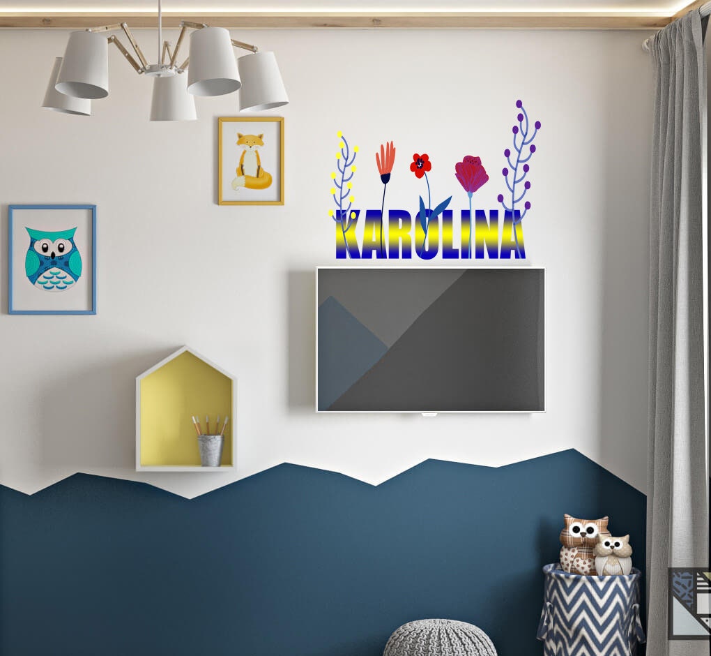 Wall Decals for Nursery Decor -Custom Vinyl Sticker, Flower Wallpaper Stick and Peel -Mural for Living Room Decoration-GD605