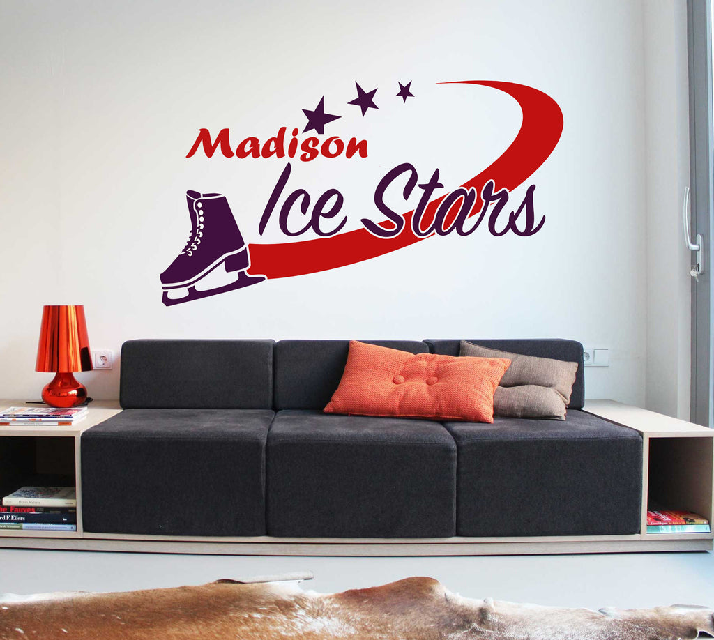 Figure skating Custom name wall decal, personalized sticker, personalized decal Girl, wall sticker Figure skater decor, Skates vinyl sticker